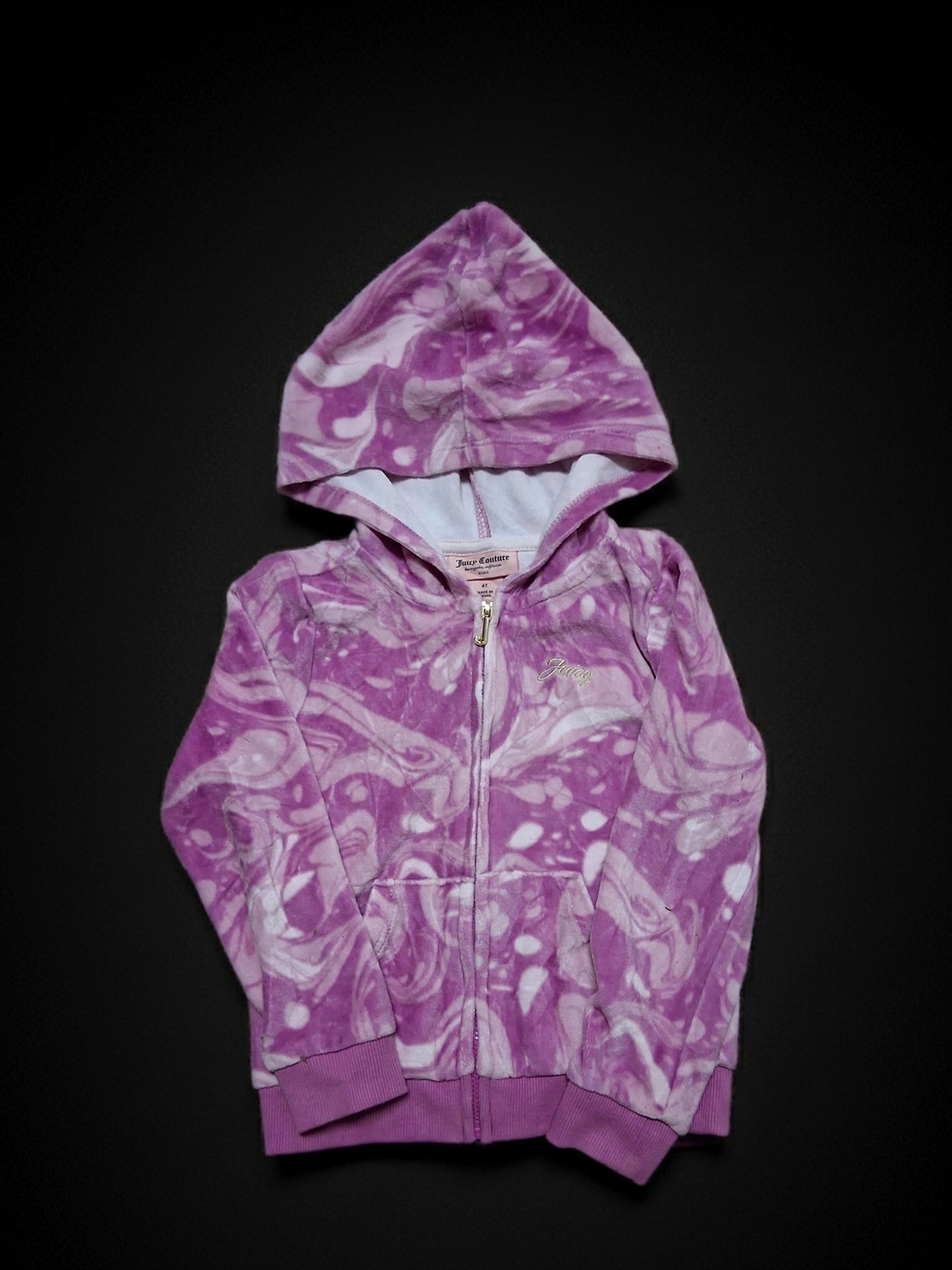 Juicy Couture Girls' Purple White Tie-Dye Hoodie
